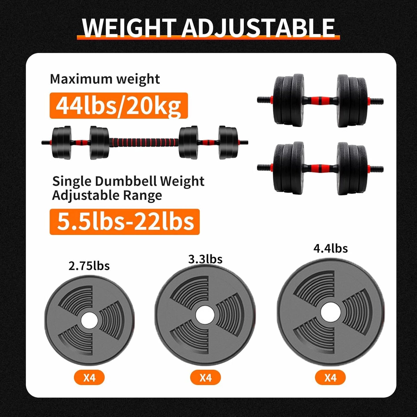 Adjustable Weight Dumbbell & Barbell Plates