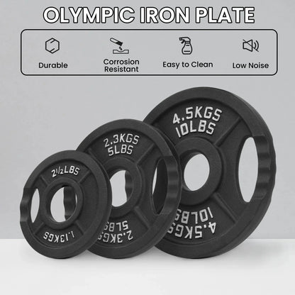 Durable Cast Iron Weight Training Plates, 2" 35 lb Set